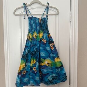 Aloha Republic Girls’ Hawaiian Sundress Blue Tropical Print (Size 8)